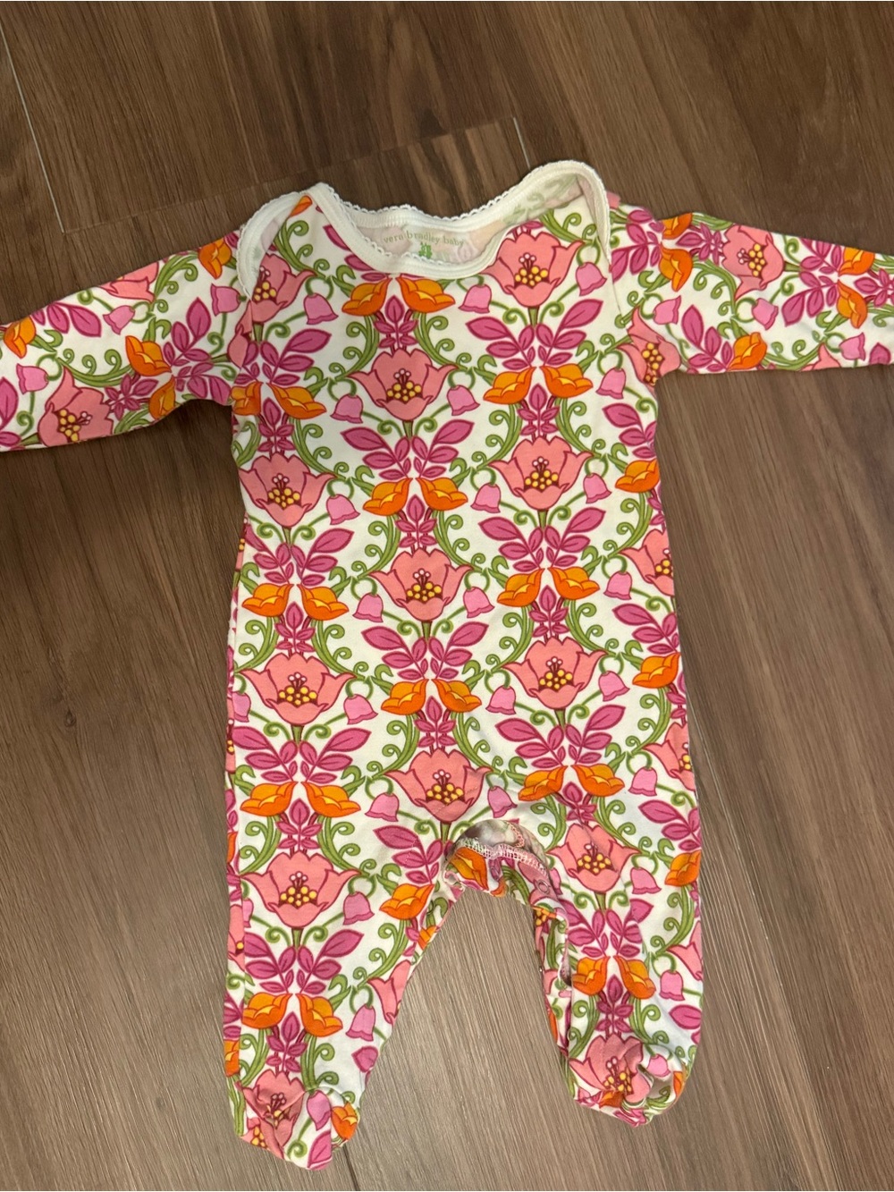 Vera Bradley Floral Footed One-Piece in Pink, Orange and Green